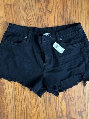 Aerie NWT (L) Black Distressed Denim Festival Shorts